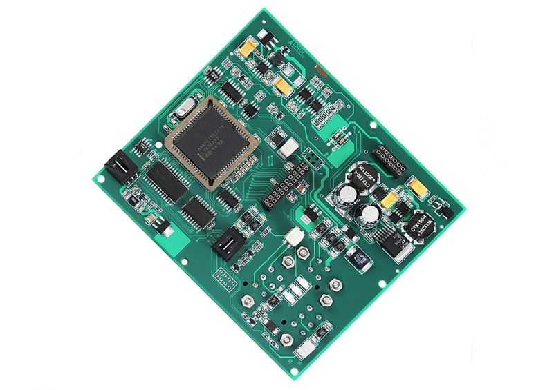 Circuit board with a fine-pitch IC package and dense pad arrays in the centre.